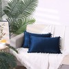 Unique Bargains Farmhouse Bedroom Decorative Velvet Pompoms Fringe Throw Pillow Covers 2 Pcs - 2 of 4