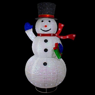 71" LED Lighted Iridescent Snowman Outdoor Christmas Decoration