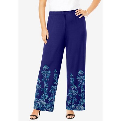 Roaman's Women's Plus Size Ultrasmooth Fabric Wide-Leg Pant