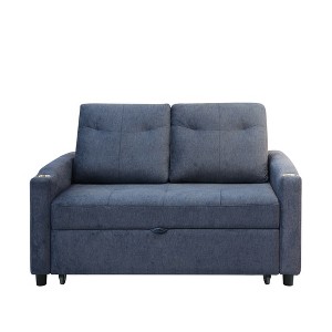 VYNXARIA Two Seater Pull Out Sofa Bed, Adjustable Backrest With Three USB Ports, Two Side Pockets, 3 in 1 Convertible Sleeper Sofa - 1 of 4