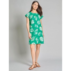 Short Sleeve Side Button Swing Dress - 1 of 3