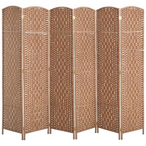 Aghana Digitals 6-Panel Natural Wicker Privacy Screen, 6FT Tall Folding Partition with Poplar Wood - 1 of 4