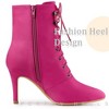 Perphy Women's Pointy Toe Side Zipper Lace Up Stiletto Heel Ankle Boots - 4 of 4