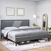 Queen Upholstered Bed Frame with Wingback Headboard, Luxurious Velvet, Wooden Slats, Easy Assembly, Box Spring Optional, Gray - 4 of 4
