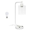 Modern Iron Desk Lamp with USB Port and Glass Shade - Lalia Home - 3 of 4