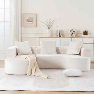 Modular L-Shape Sectional Sofa, Deep Seat Sleeper Couch with Chaise, Spring Support Sofa with Sponge Filling and Corduroy Cover-Baofuwish - 1 of 4