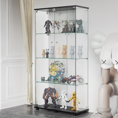 Black 31.7 in. W Display Cabinet with 2 Doors for Living Room Bedroom Office