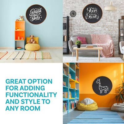 Rustic Brown Round Magnetic Chalkboard with Pine Wood Frame