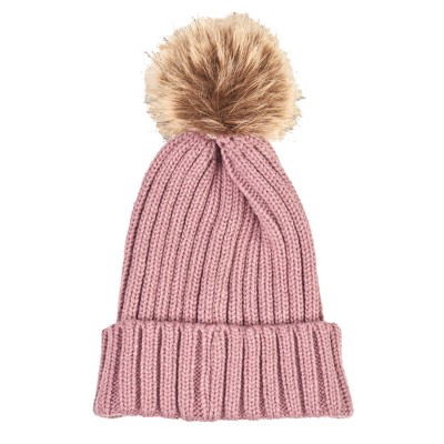 Charles Albert Girl's Knitted Pom Beanie - Kids Winter Hat In Mauv : Target