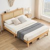 Rattan Full Size Bed Frame, Natural Rattan Headboard, with LED Lights, Under Bed Storage and Wooden Legs Support, Noise-Free, No Box Spring Needed - 3 of 4