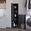 Vynxaria Lawen Tall Storage Cabinet: Single Door with 3 Broom Hangers, Perfect for Organizing Your Space Efficiently. - 2 of 4