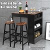 Costway 3 Pieces Bar Table Set Industrial Counter Height Dining Table Set with Storage - 4 of 4