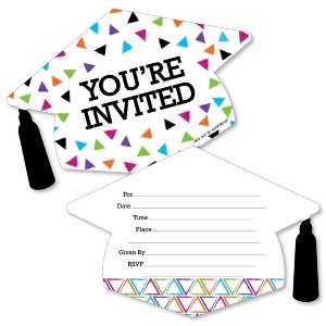 Big Dot of Happiness Hats Off Grad - Shaped Fill-in Invitations - Graduation Party Invitation Cards with Envelopes - Set of 12 - 1 of 4