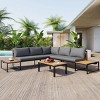 Outdoor 4-Piece Sofa Set, Sofa Set with Side Table and Coffee Table, Sofa with Iron Frame and Polyester Cushions-Coolbibila - 2 of 4