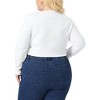 Agnes Orinda Women's Plus Size Long Sleeve Round Neck Cut Out Front Regular Fit Blouses - 4 of 4