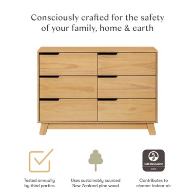 Honey Wood 48" Wide 6-Drawer Modern Dresser