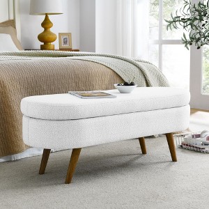 NicBex Ottoman with Storage Bench Storage Organizer Oval Storage Bench with Rubber Wood Legs for Entryway Bedroom - 1 of 4