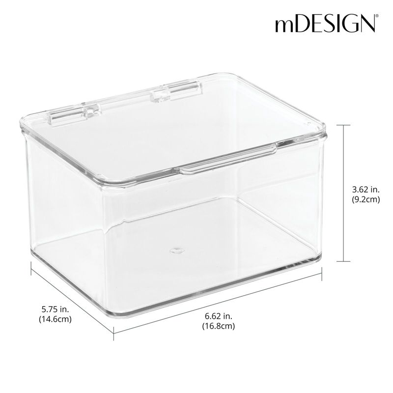 mDesign Plastic Kitchen Pantry/Fridge Organizer Box, Hinged Lid, 2 Pack, 4 of 10