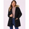 INSPIRE CHIC Women's Winter Coats Windproof Flap Pockets Long Puffer Parka Barn Jackets with Faux Fur Hood - 2 of 4