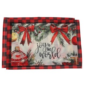 Unique Bargains Christmas Place Mats Flax Red White Green Black 11.8"x17.7" 2 Pcs - 1 of 4