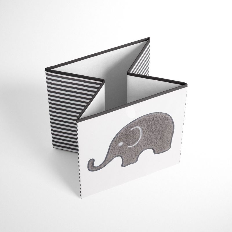 Bacati - Elephants White/Gray Fabric Storage Box/Tote Small, 2 of 7