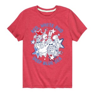 Boys' - SpongeBob SquarePants - Red, White and Deep Blue Sea Short Sleeve Graphic T-Shirt - 1 of 4