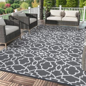Large Outdoor Rug 9 x 18 Reversible Plastic Straw Rug RV Mat, Indoor Outdoor Carpet for Patio, Camping, Balcony, Deck, Backyard - 1 of 4