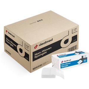 Dealmed 3" x 3" Non-Woven Gauze Sponge, 4-Ply Non-Sterile Dental Gauze Wound Care, White, 200 Count - 1 of 4