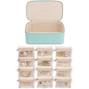 6-Piece Travel Jewelry Pouch Set, Clear Velvet Zipper Bags for Organized Storage, Gift for Women & Girls - 1 of 4