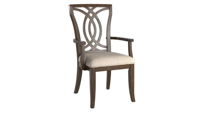Set of 2 Janelle Dark Walnut Finish and Fabric Dining Arm Chairs Brown - Inspire Q, 2 of 10, play video
