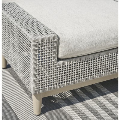 Gray Resin Wicker Outdoor Ottoman with Cushion