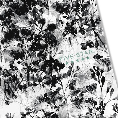 Five Star 80pg 2 Subject Ruled Notebook 9.5&#34;x7.2&#34; Black and White Floral_2