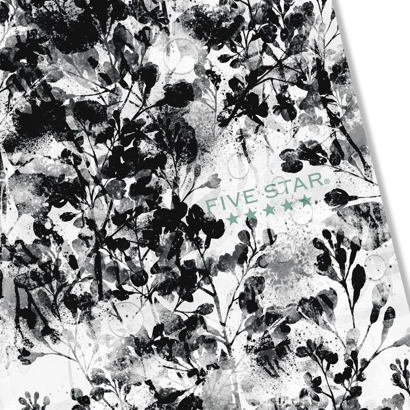 Five Star 80pg 2 Subject Ruled Notebook 9.5&#34;x7.2&#34; Black and White Floral, 5 of 8