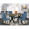 5-Piece Distressed Jacobean Finish Solid Wood Top Dining table with 4-Chairs with - 2 of 4
