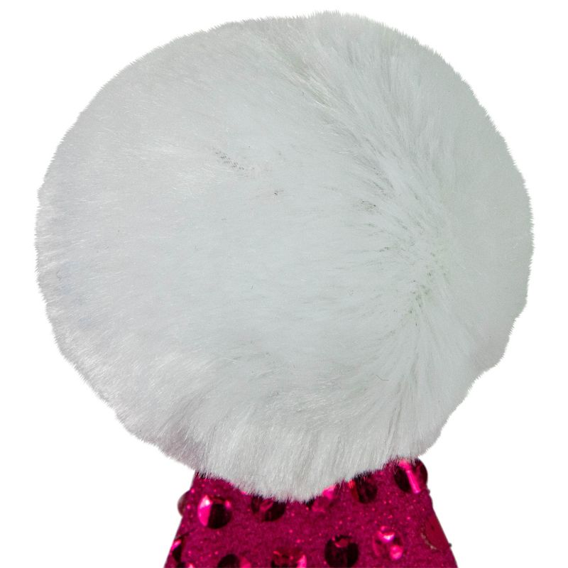 Northlight Unisex Adult Sequined Christmas Santa Hat with Faux Fur Cuff  - One Size - Pink and White, 3 of 5