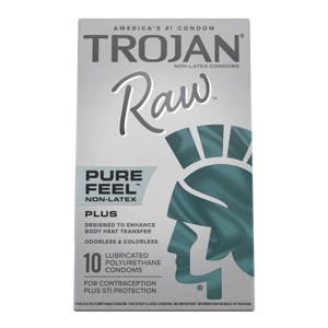 Trojan Raw Non-Latex Lubricated Condoms - 10ct - 1 of 4