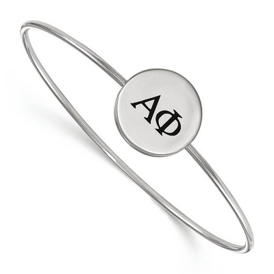 Black Bow Jewelry Sterling Silver Alpha Phi Greek Life Bangle Bracelet 8 Inch
