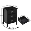 VECELO Nightstand Set of 2-with Charging Station, Black End/Side Table with USB Ports, Nightstands with 3-Drawers Storage Shelf - 3 of 4