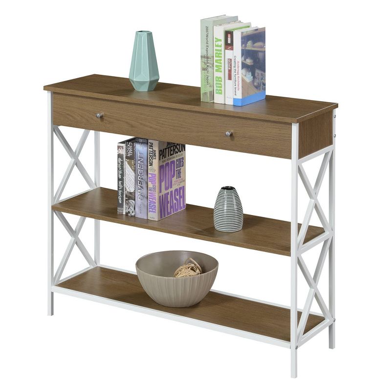Tucson 1 Drawer Console Table with Shelves Driftwood/White - Breighton Home, 4 of 7