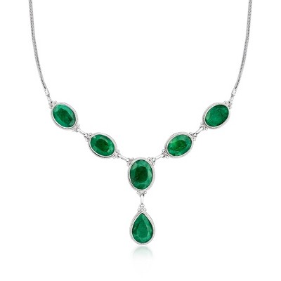 Ross-Simons 33.75 ct. t.w. Emerald Y-Necklace in Sterling Silver Size 18