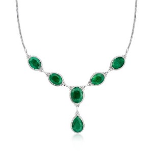 Ross-Simons 33.75 ct. t.w. Emerald Y-Necklace in Sterling Silver Size 18 - 1 of 3