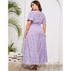 BLUEMING Summer Maxi Dress for Plus Size Women Tie Wasit Surplice Dress Flutter Sleeve A-Line Dress - 2 of 4