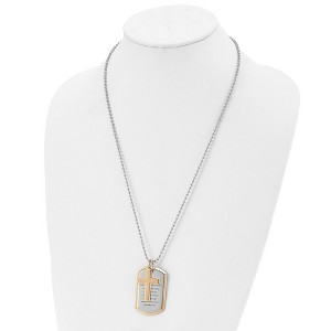 Chisel Stainless Steel Yellow IP-plated 2 Piece Cross and Serenity Prayer Dog Tag on a 24" Ball Chain Necklace - 1 of 4