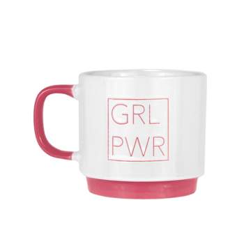 Amici Home "GRL PWR" Girl Power Coffee Mug, Pink Handle, Lettering, and Bottom, For Tea, or Any Beverages, Microwave & Dishwasher Safe, 20-Ounce