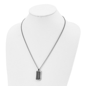 Chisel Stainless Steel Brushed and Black IP-plated Center with Black Cubic Zirconia Dog Tag on a 22" Curb Chain Necklace - 1 of 4