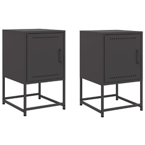 vidaXL Bedside Cabinet Black Steel 14.2 x 15.4 x 23.8 in - 1 of 4