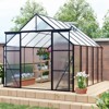 VYNXARIA 8*10FT Double Door Polycarbonate Greenhouse Raised Base and Anchor Aluminum Heavy Duty Walk-in Greenhouses in All Season,Black - 2 of 4