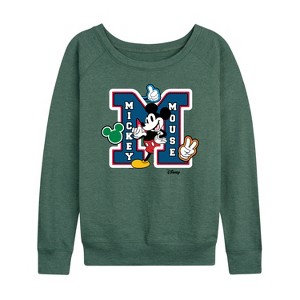 Women's - Disney - Mickey Mouse Lightweight French Terry Wide Neck Long Sleeve Shirt - 1 of 4