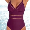 Women's Purple Scalloped V-Neck One-Piece Swimsuit - Cupshe - 3 of 4