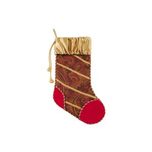 C&F Home 20" Red & Brown Neoclassic Christmas Hanging Large Stocking with Gold Satin Cuff & Gold Rope Tassels - 1 of 1